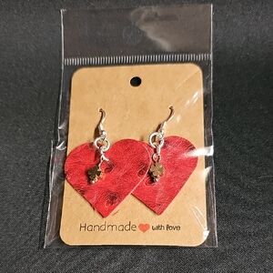 Handmade Red Heart Earrings